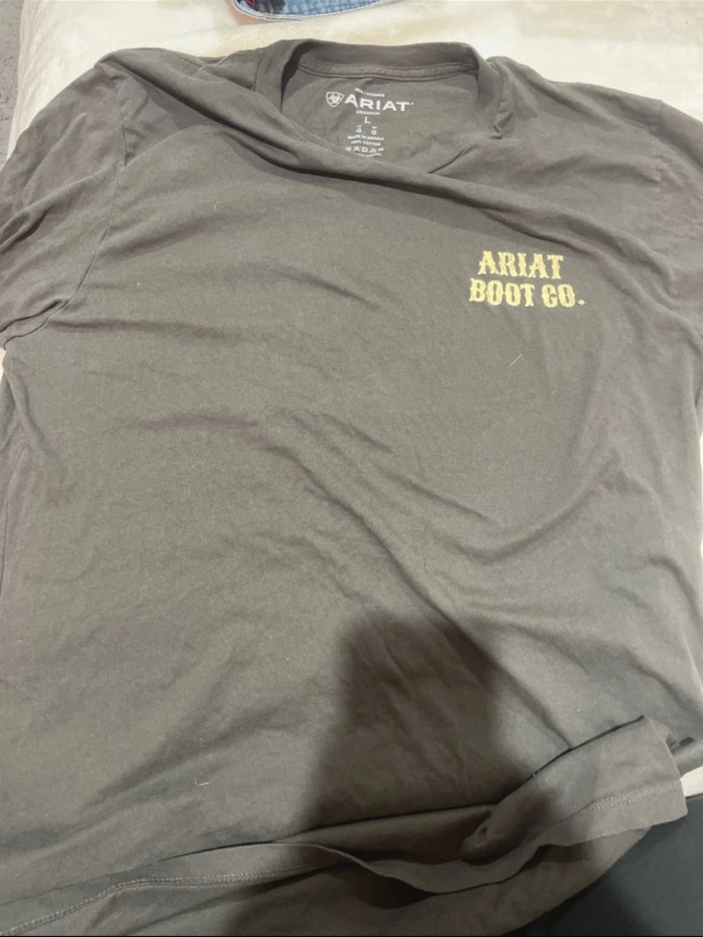 Ariat Short Sleeve Tee with 'Ariat Boot Co.' Chest Logo in Olive